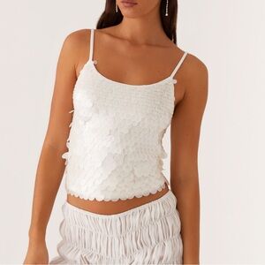 NWT Peppermayo White Sequin Tank Top